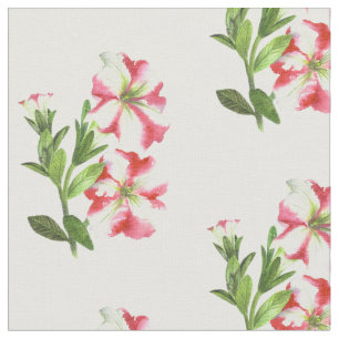Tissu de coton Pétunias blanc rose