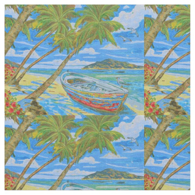 tissu de coton Tropical Scene  (Fermer)
