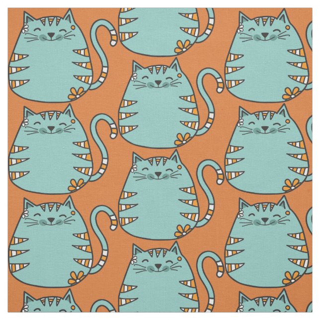 Tissu de couleur personnalisée Cute Chat (Échantillon)