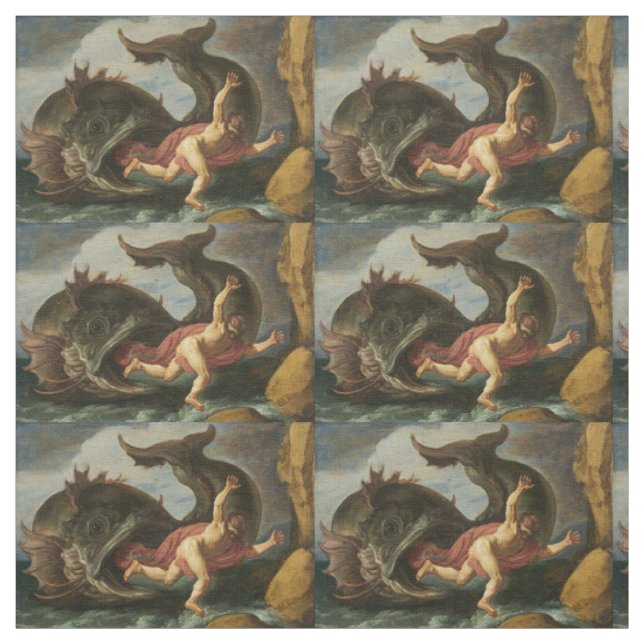 Tissu de coutume d'art de "Jonas et de la baleine" (Échantillon)