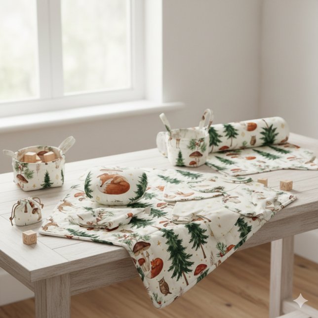 Tissu de couture à l'aquarelle d'animaux de la for (Créateur téléchargé)