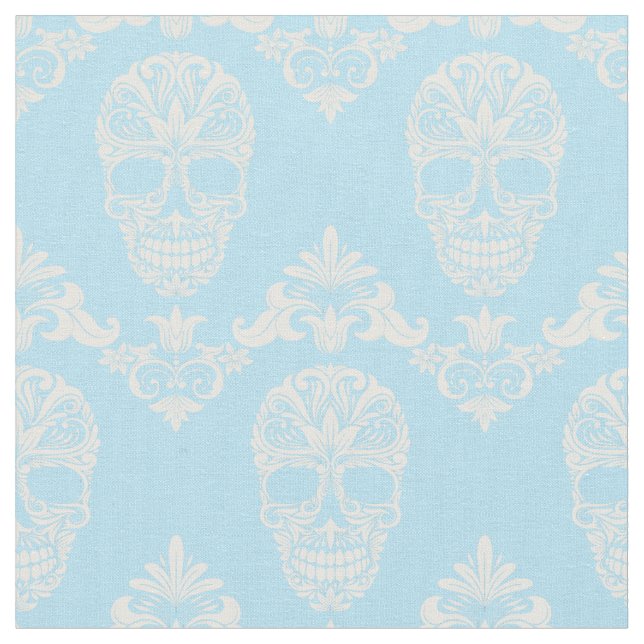 tissu de crâne victorien bleu (Fermer)