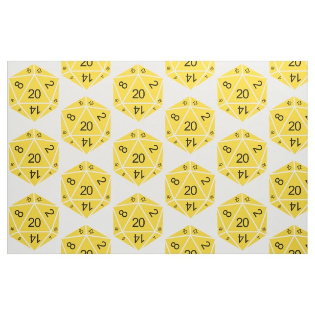 Tissu de dés D20 jaune (Fat Quarter)