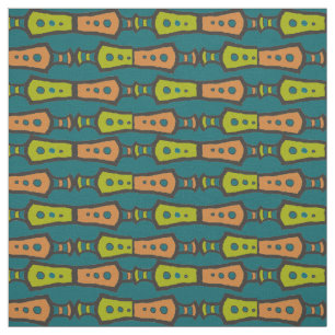 Tissu de design tribal abstrait vert sarcelle marr