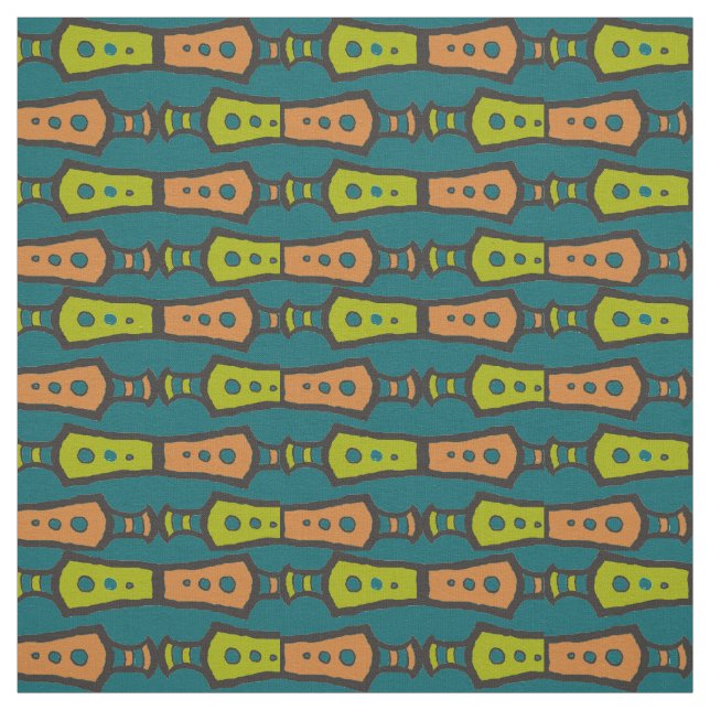 Tissu de design tribal abstrait vert sarcelle marr (Échantillon)