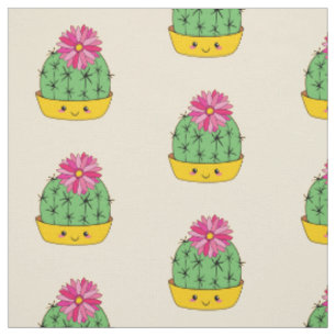 Tissu de dessin animé de fleur de cactus avec visa