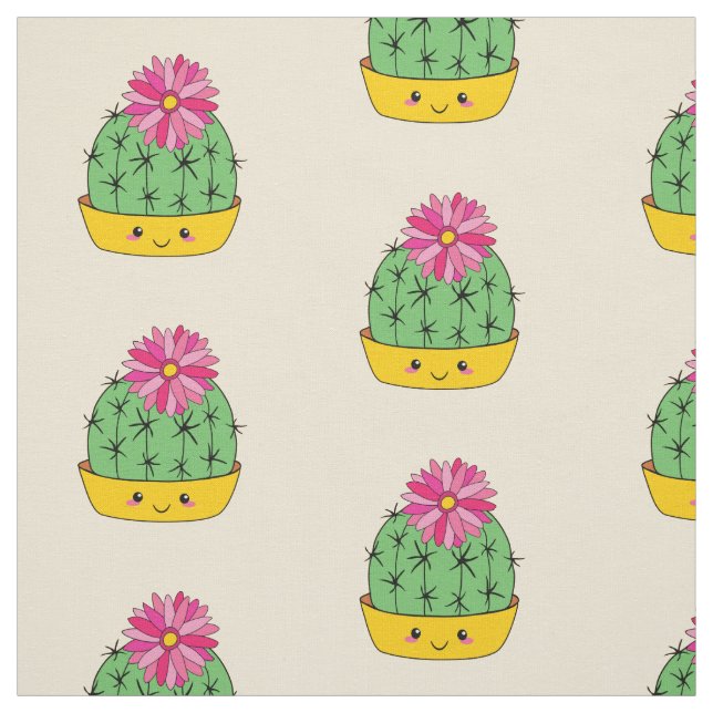 Tissu de dessin animé de fleur de cactus avec visa (Échantillon)