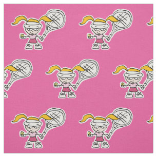 Tissu de dessin animé de joueuse de tennis rose gi