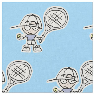 Tissu de dessin animé du joueur de tennis bleu po