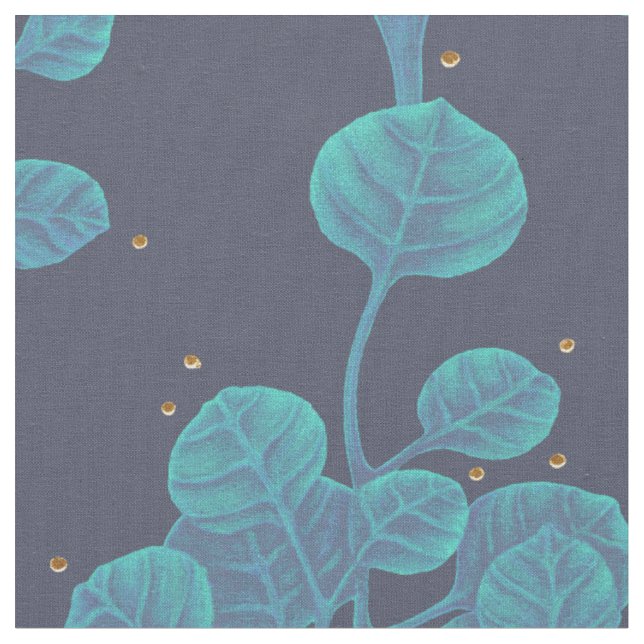 Tissu de dessin de stylo Motif bleu vert Plante (Fermer)