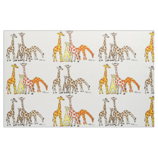 Tissu de famille de girafe