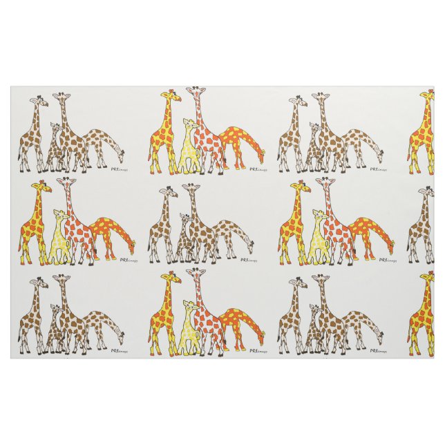 Tissu de famille de girafe (Fat Quarter)