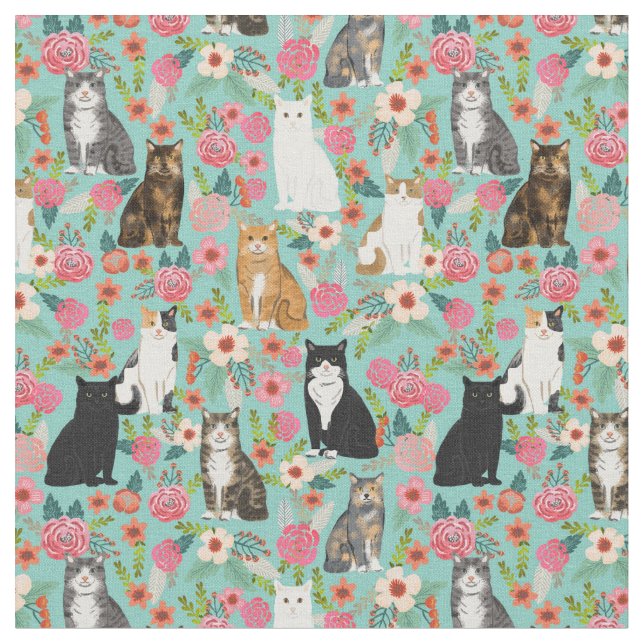 Tissu de fleurs de chats (Fermer)