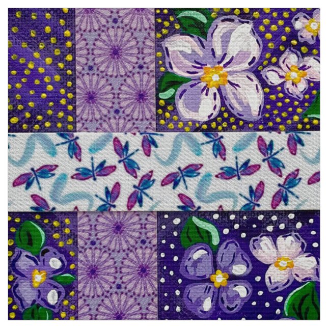 Tissu de fleurs de montagne violet (Échantillon)