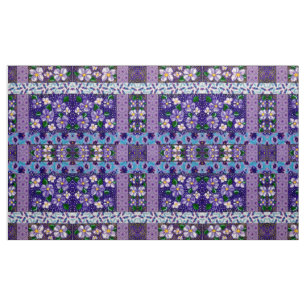 Tissu de fleurs de montagne violet
