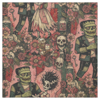 Tissu de Frankenstein et de la mariée au mètre