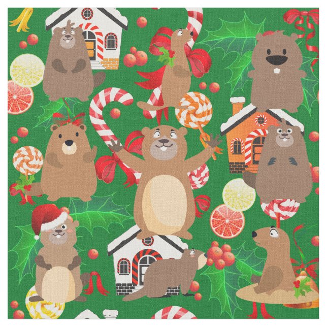 Tissu de gophe de Noël père Noël (Fermer)