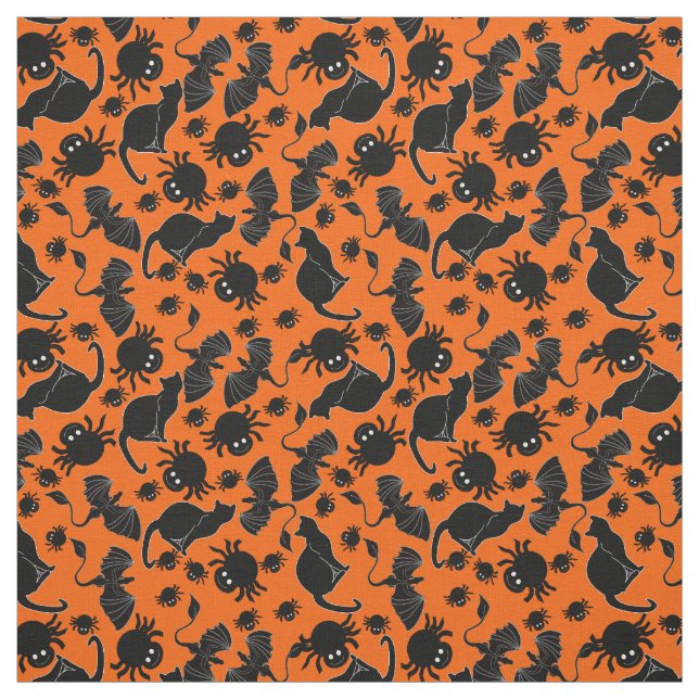 Tissu de Halloween avec les chats noirs et les (Échantillon)