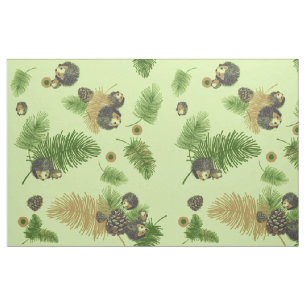 Tissu de hérissons et de Pinecones