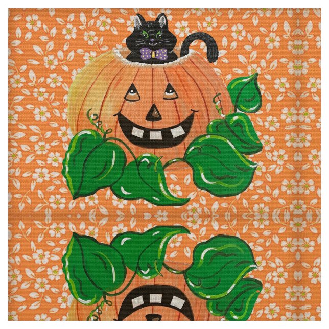 Tissu de Kitty Citrouille malicieux (Échantillon)