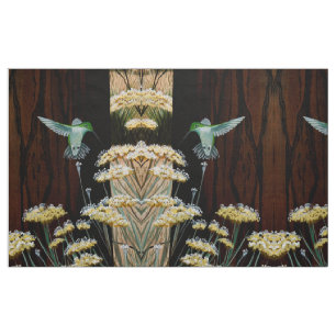 Tissu de la forêt de colibris et de pins