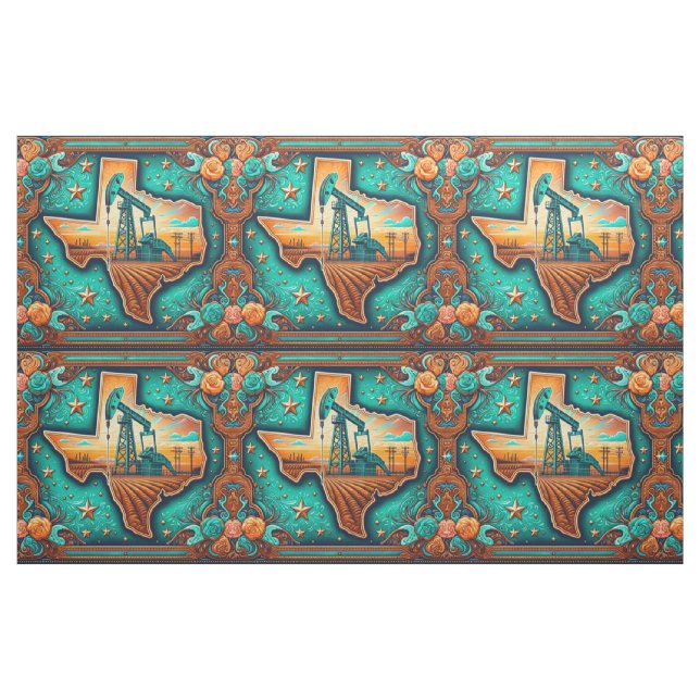 Tissu de la pompe à gaz du pétrole du Texas (Fat Quarter)