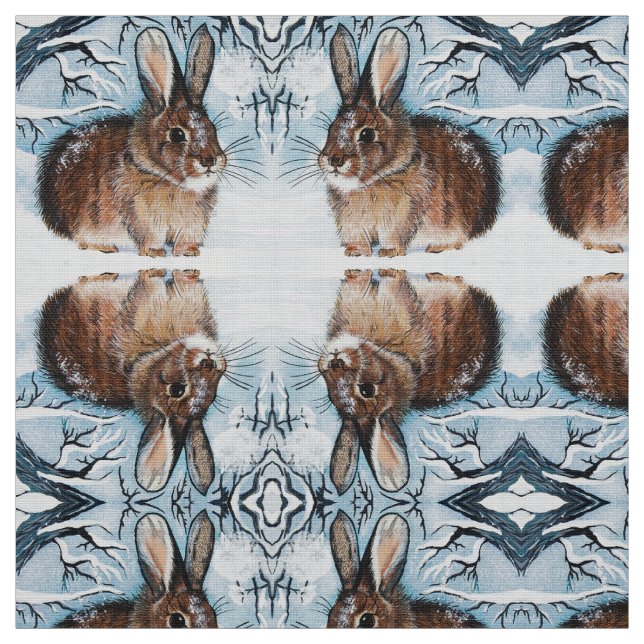 Tissu de lapin de neige d'hiver (Échantillon)