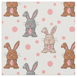 Tissu de Lapin Mignon et Points Roses au Yard