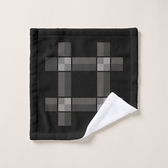 Tissu de lavage à carreaux gris noir (Gant de toilette)