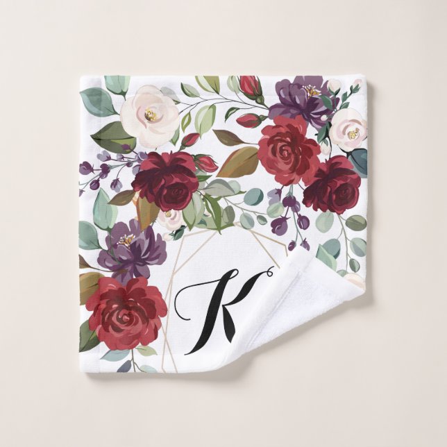 Tissu de lavage personnalisé Roses blanches or Géo (Gant de toilette)