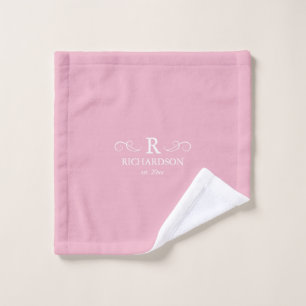 Tissu de lavage rose rustique Monogramme