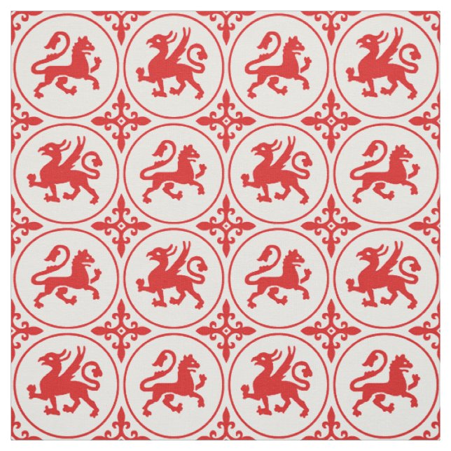 Tissu de Lions et Griffins médiévaux (Échantillon)