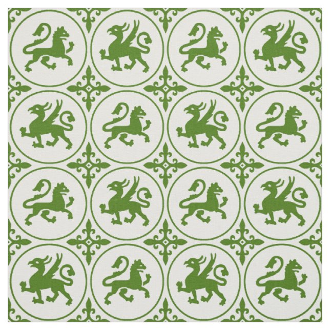 Tissu de Lions et Griffins médiévaux (Échantillon)