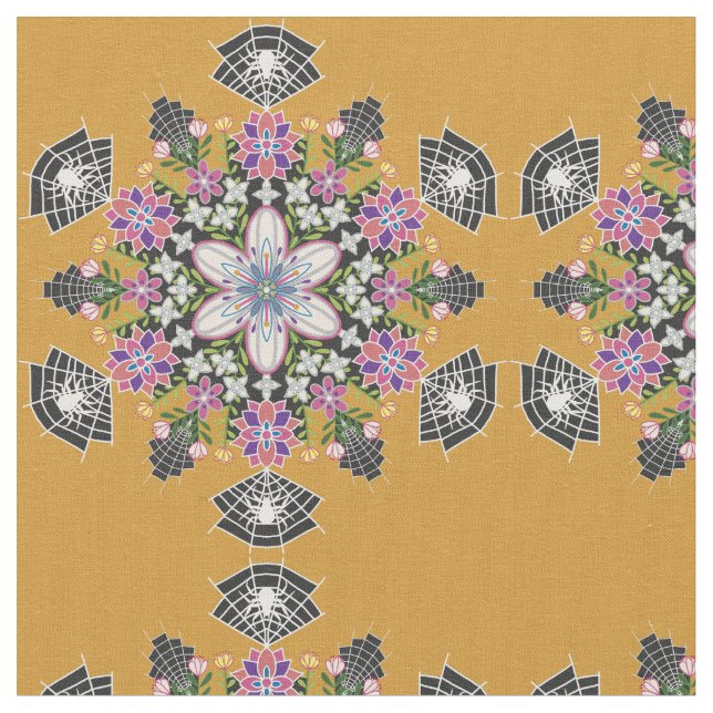 Tissu de mandala des araignées florifères (Fermer)