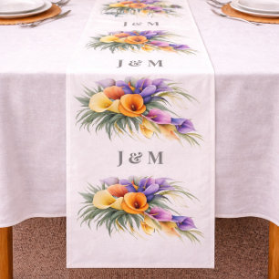 Tissu de mariage aux callas colorés avec monogramm