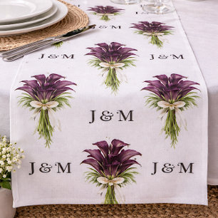 Tissu de mariage floral aux lis calla avec monogra