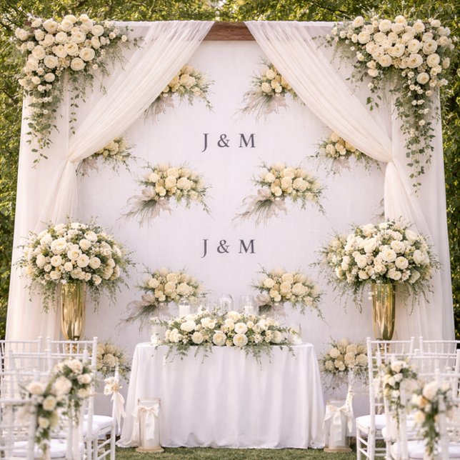 Tissu de mariage floral avec monogramme de la mari (Créateur téléchargé)