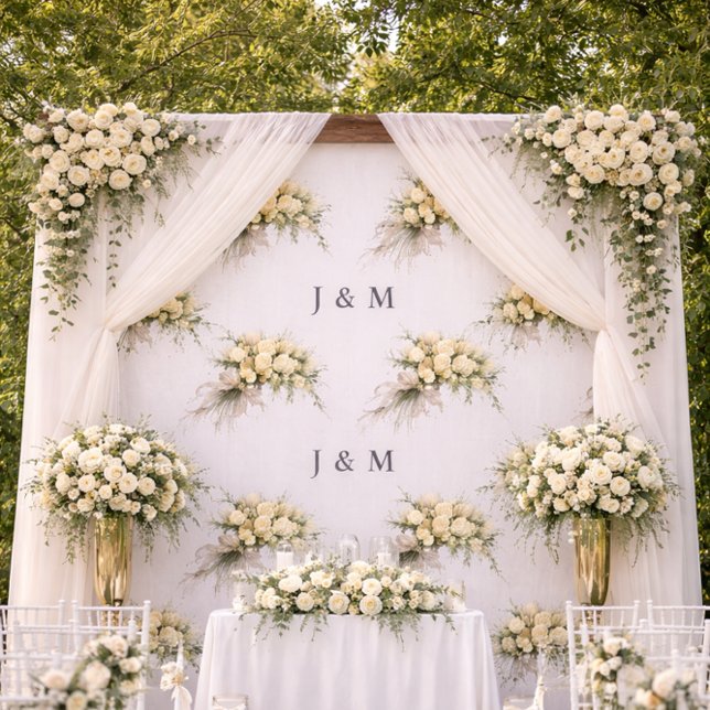 Tissu de mariage floral avec monogramme de la mari (Créateur téléchargé)
