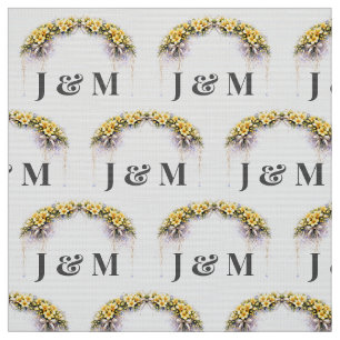 Tissu de mariage floral personnalisé avec monogram