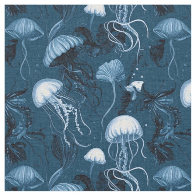 Tissu de méduse bleu profond (Fermer)