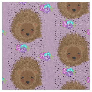 Tissu De mignons Hérisson et des poches de fleurs jolim