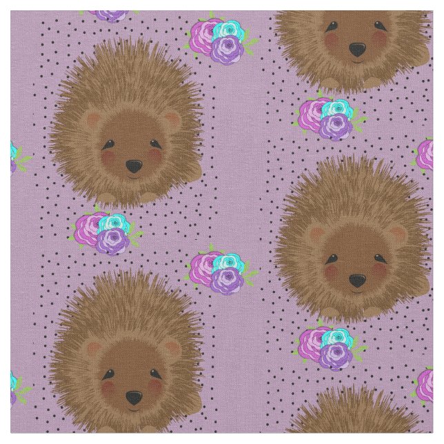 Tissu De mignons Hérisson et des poches de fleurs jolime (Fermer)