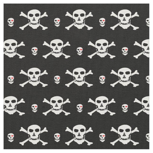 Tissu de mode crâne et coeur - Pirates / Halloween (Fermer)