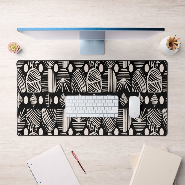 Tissu de moisissure tribale des Caraïbes : noir, b (Bureau 1)