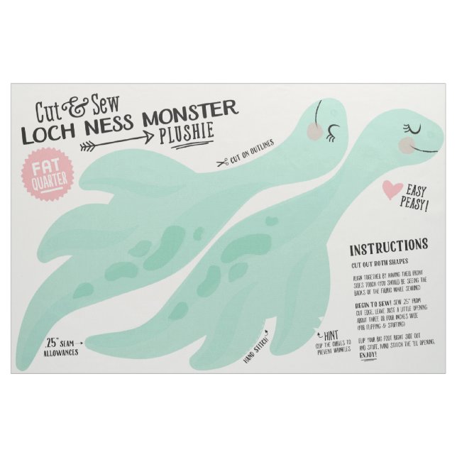 Tissu de monstre de Loch Ness - Fun do-it-yourself (Fat Quarter)