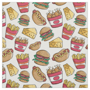 Tissu de motif d'aliments de préparation rapide