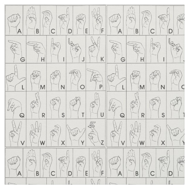 Tissu de motif d'alphabet de langue des signes (Échantillon)
