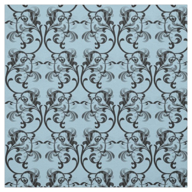 Tissu de motif Damas bleu parisien (Échantillon)