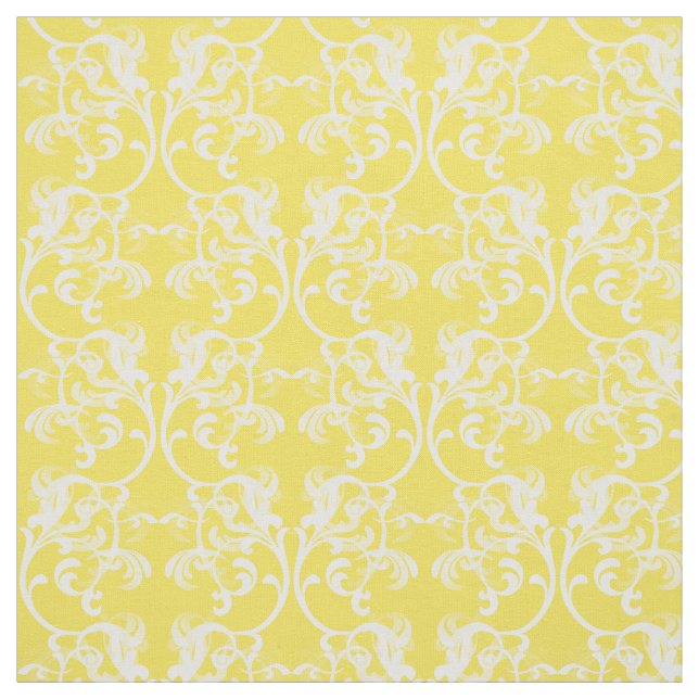 Tissu de motif damassé jaune blanc parisien (Échantillon)