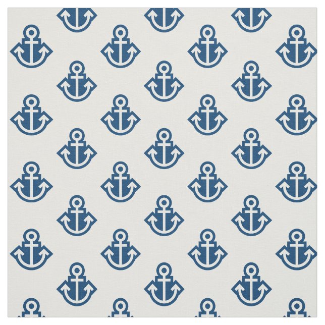 Tissu de motif d'Ancre dans blanc et bleu (Échantillon)